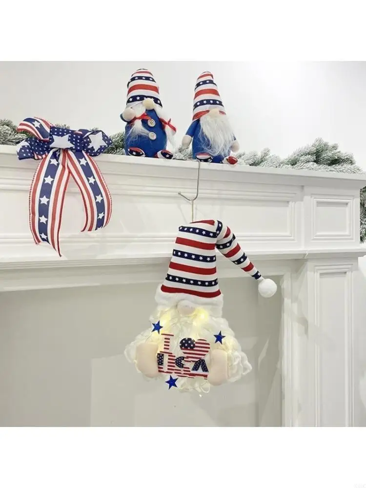 

American Independence Day Doll Toy Unique Faceless Dwarfs Soft Stuffed Doll X3UC