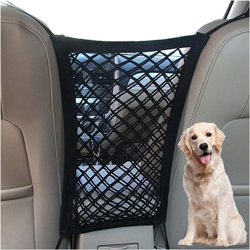 1 PCS Dog Car Net Barrier Pet Barrier With Mesh Organizer Baby Stretchable Storage Bag Vehicle Isolation Net Black For Cars