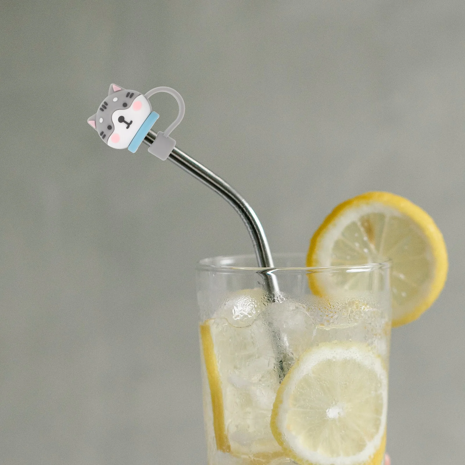 

4pcs Animal Cap Kawaii Cartoon Toppers Dust Plug Cover Straw Tips Protector PVC Covers Straw Suction Cups Bar Accessories