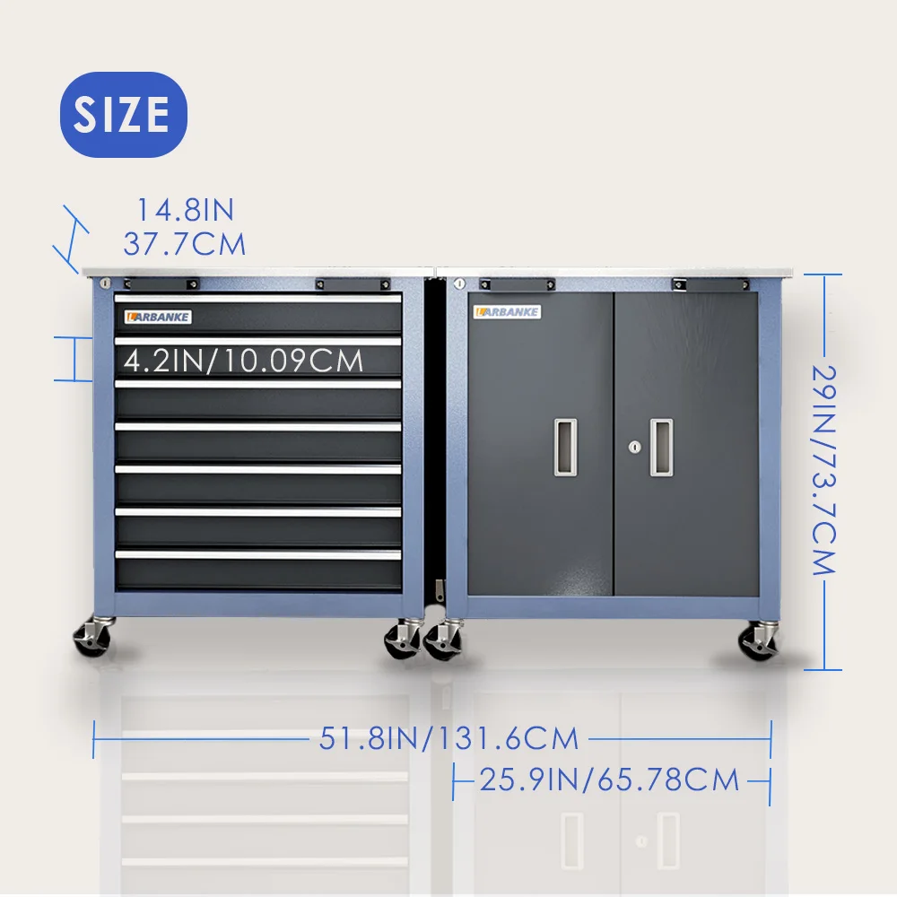 LARBANKE 7-Drawer/Double-Door Tool Cabinet Combination Tool Cabinet,2 Different Types of Tool Cabinets with Connecting Buckle