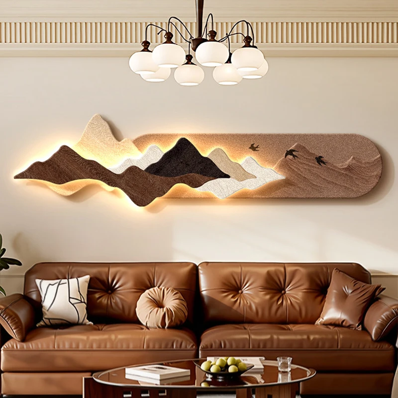 Modern LED Light Luxury Living Room High-grade Atmosphere Landscape Wall Lamp Painting Sofa Background Wall Lamp Painting