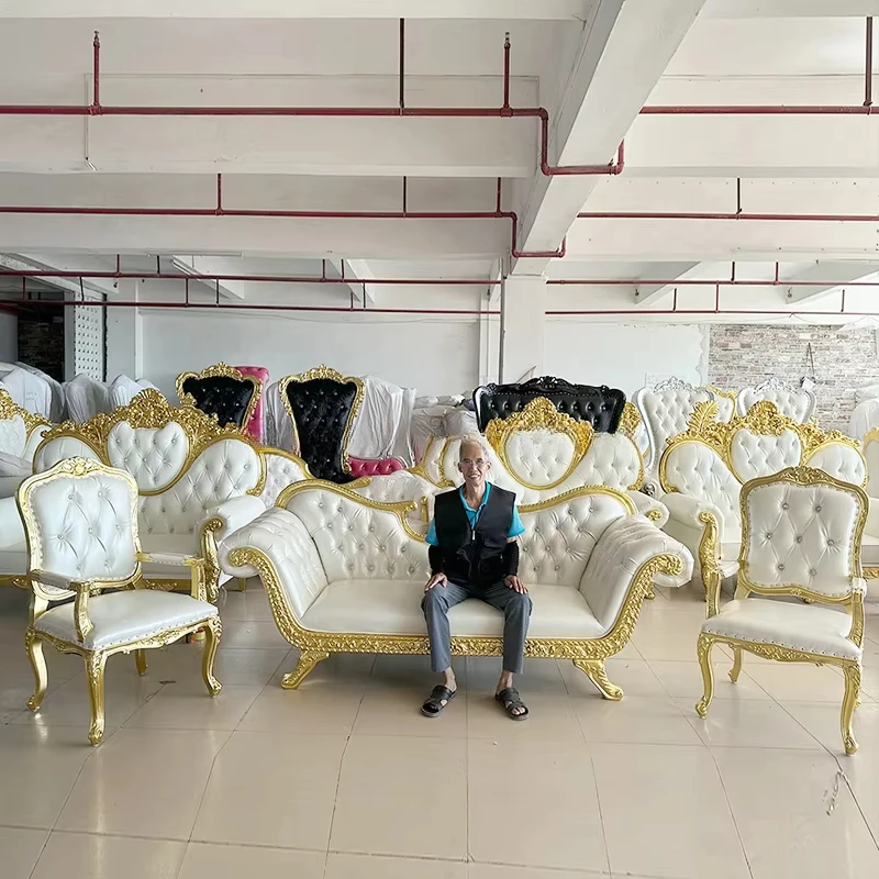 سعر المصنع السلس أريكة الملك أثاث الحفلات كرسي العرش الملكي أريكة لتزيين الزفاف #3