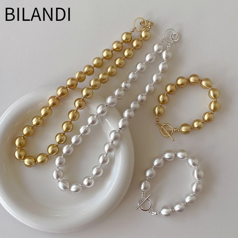 

Bilandi Modern Jewelry Elegant Temperament Bead Necklace Bracelets For Women Girl Gifts Simply Design Accessories Hot Sale