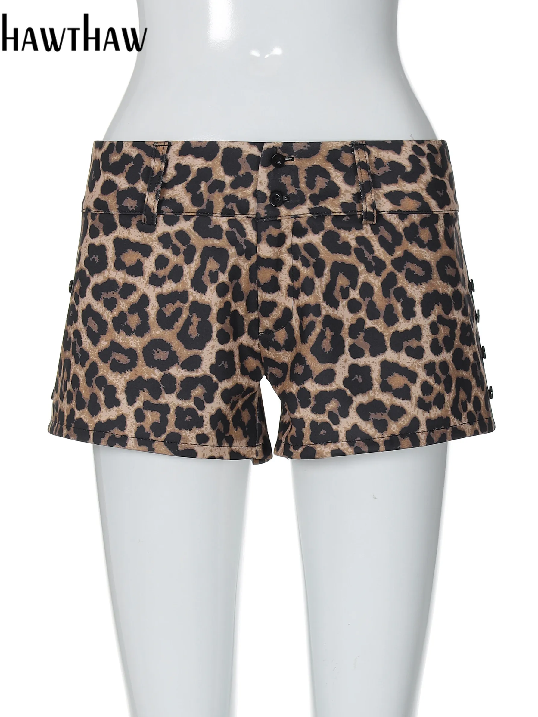 Hawthaw Women 2024 Summer Autumn High Waisted Leopard Print Shorts Pants Bottoms Wholesale Items For Business