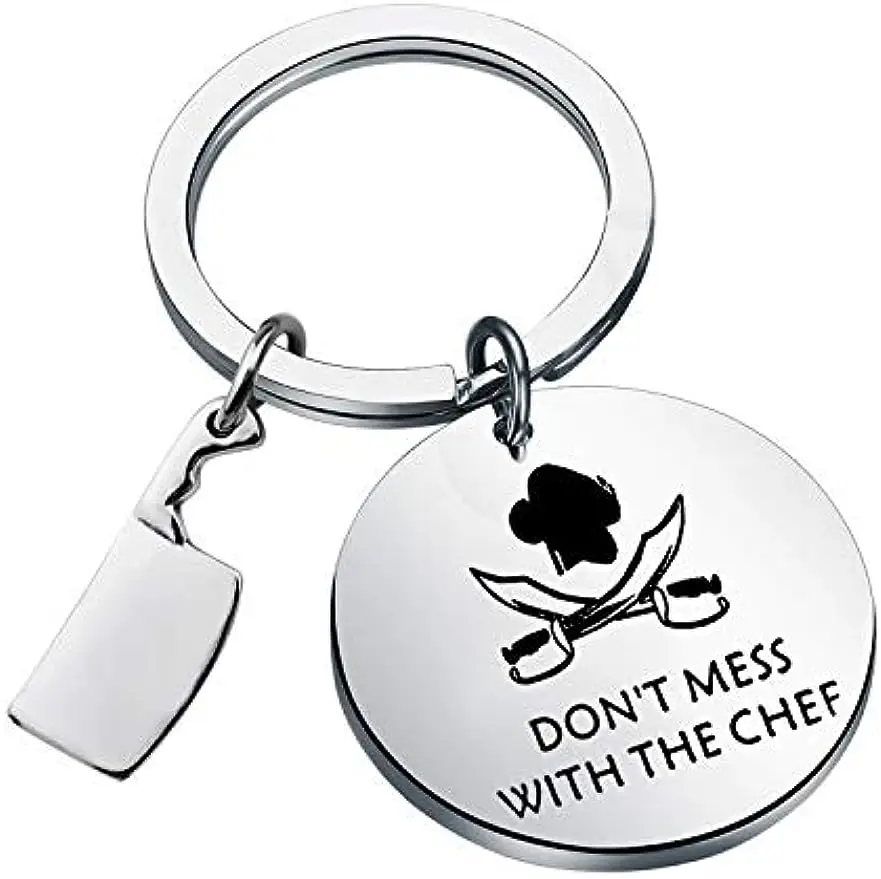 Chef Jewelry Don't Mess With The Chef Keychain Kitchen Knife Charm Keychain Cooks Gift Kitchen Gifts