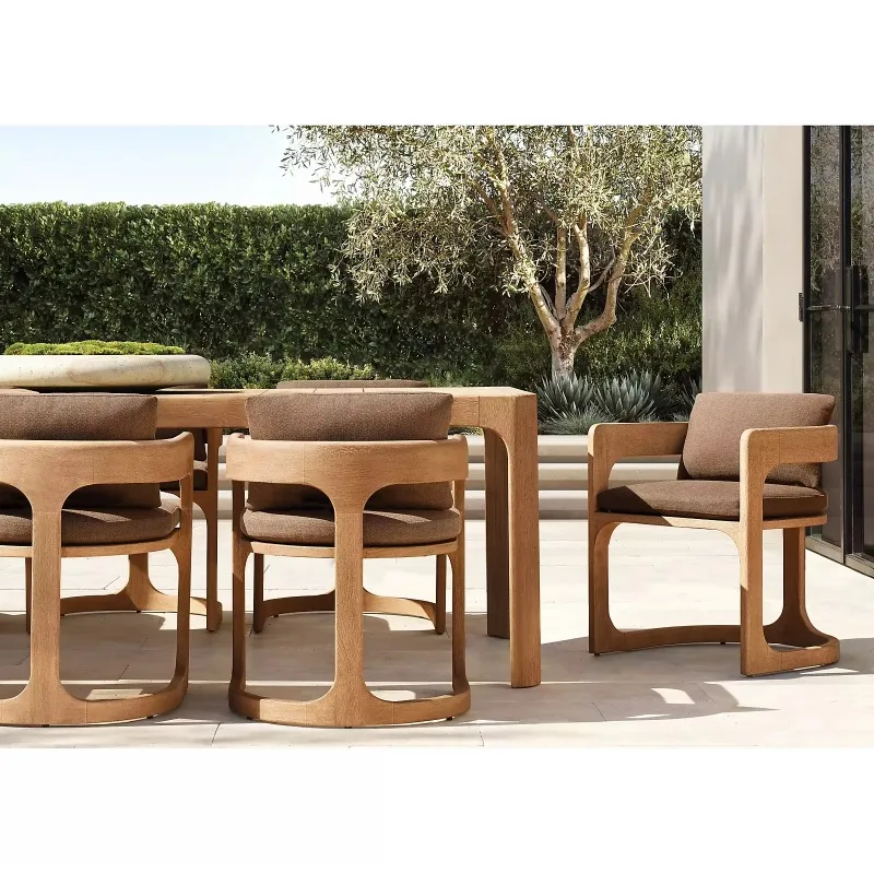 

Balcony luxury furniture durable, solid wood curved backrest armchair, outdoor teak dining set