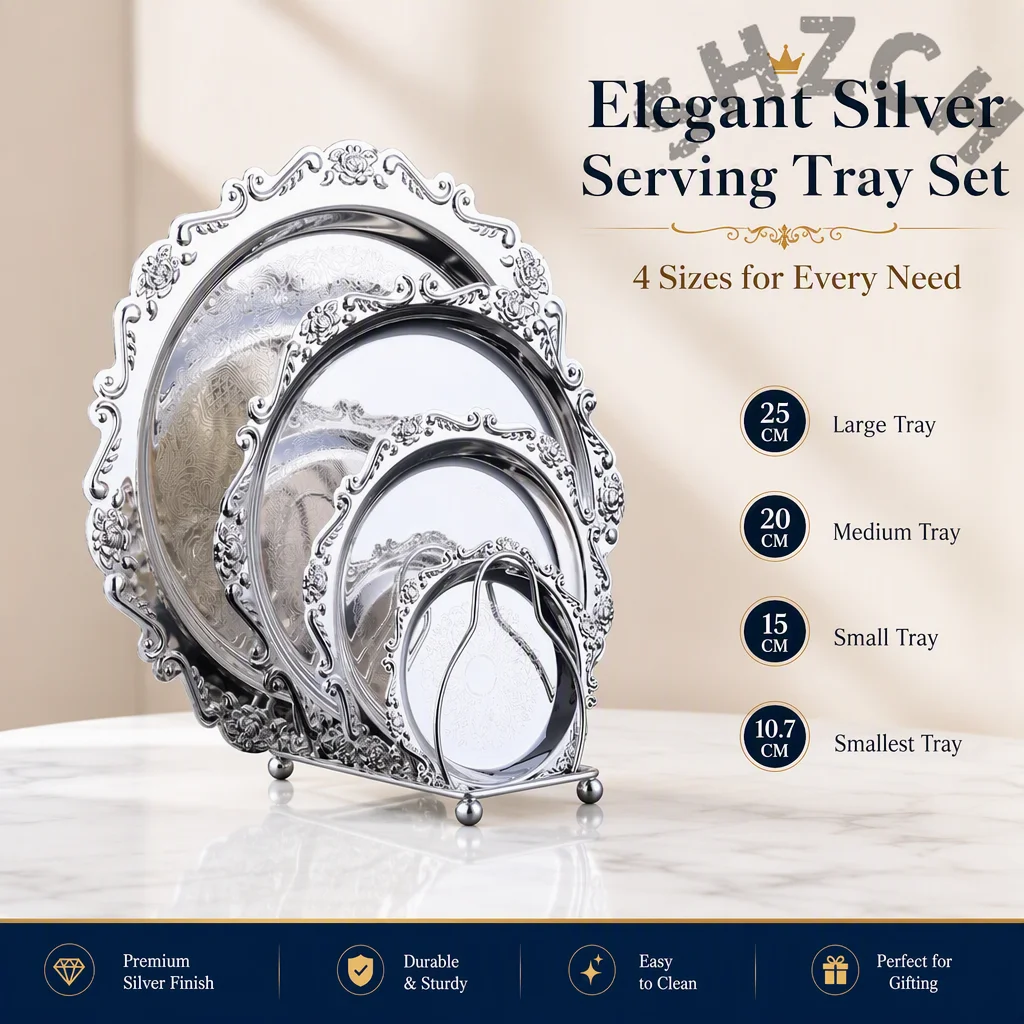 Metal Cake Decorating Tray – Silver or Gold Finish for Baking, Pastry Display & Cosmetic Organization