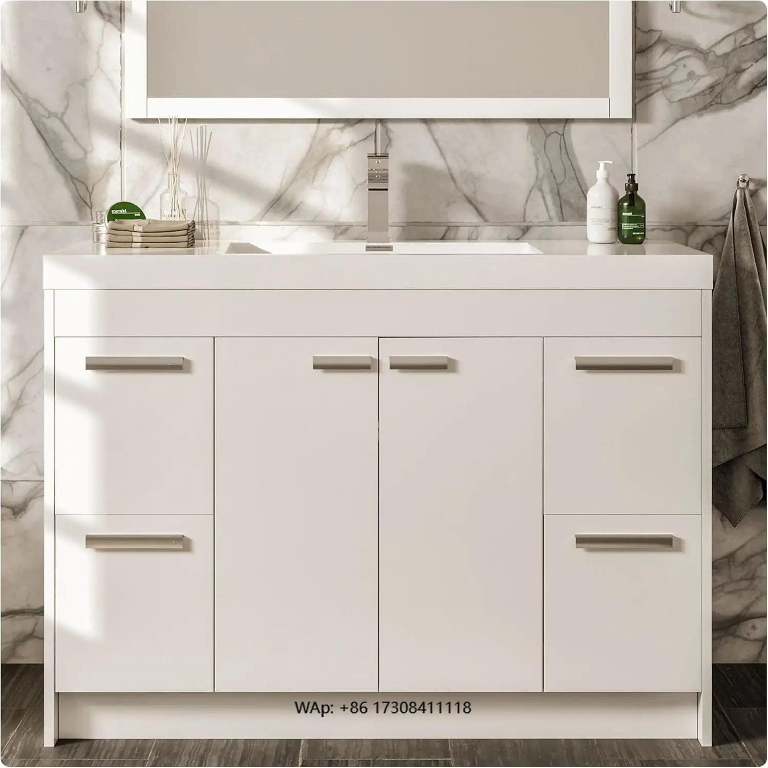 

Modern Luxury Bathroom Vanity Sink Wash Basin Set Customizable Floor-Standing Luxury Bathroom Cabinet Smart for Apartment Use