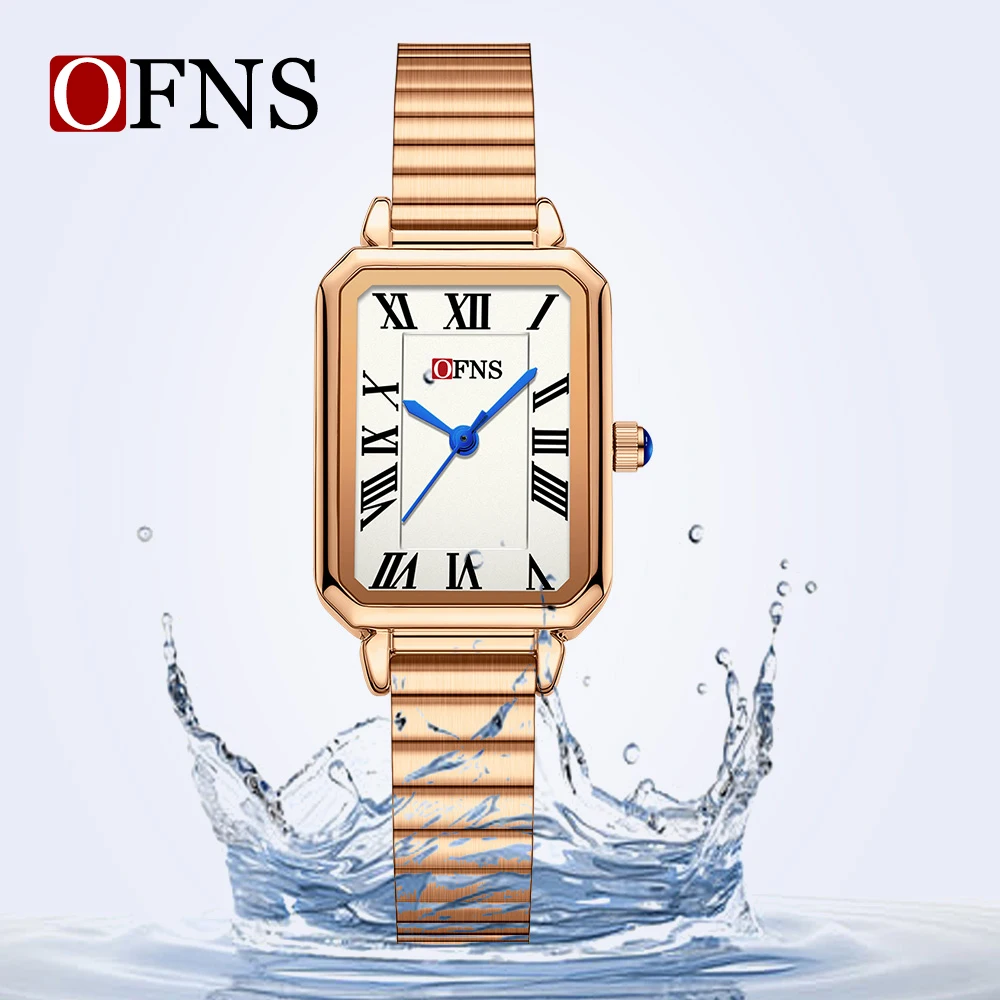 

OFNS 1552 Роскошные женские кварцевые часы с римской шкалой, водонепроницаемые легкие роскошные нишевые женские кварцевые часы в стиле ретро 2025