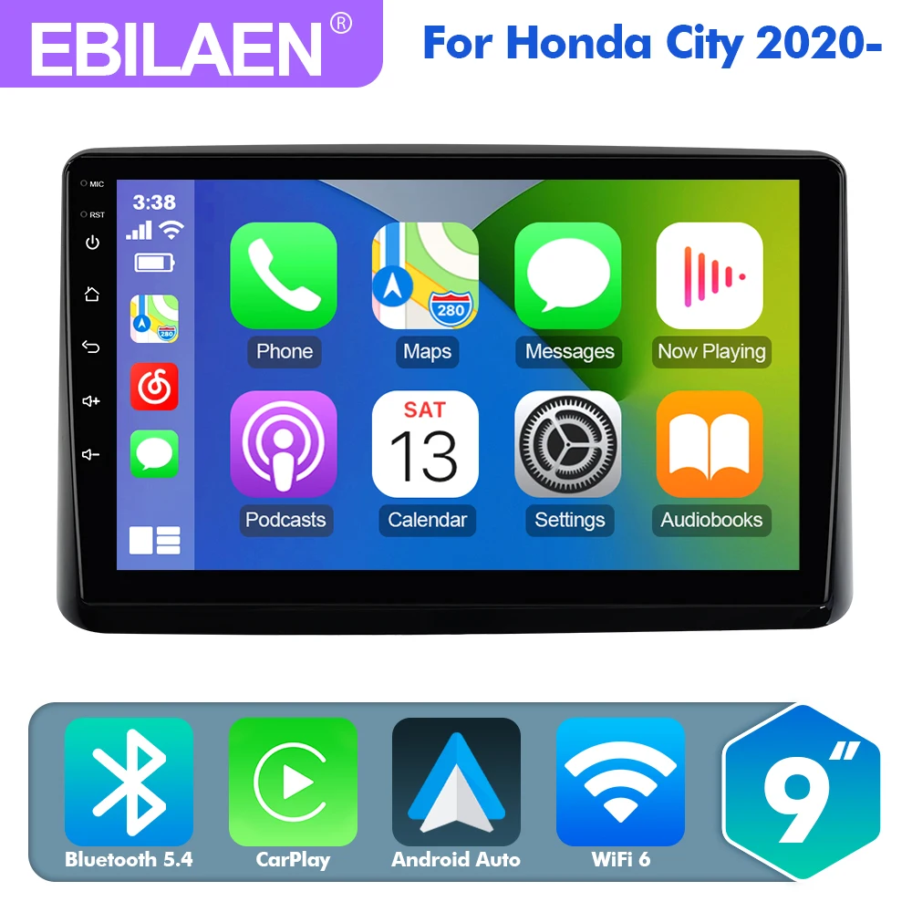 EBILAEN Android 13 Car Radio For Honda City 2020 - 2din Multimedia DVD Player GPS RDS Navigation Carplay Autoradio 4G FM WIFI