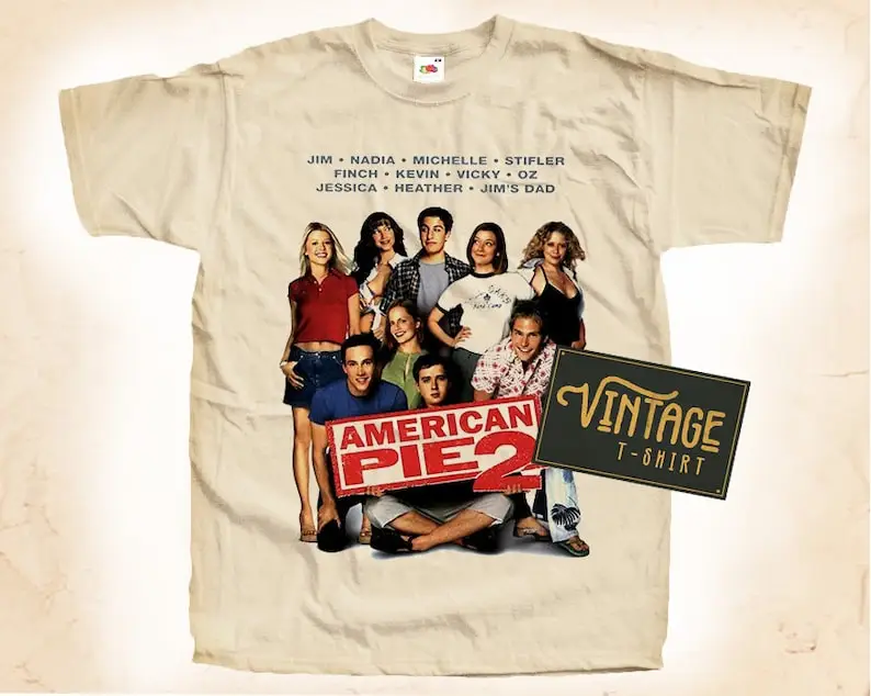 American Pie T shirt Tee Natural Vintage 100% Cotton Movie Poster All Sizes