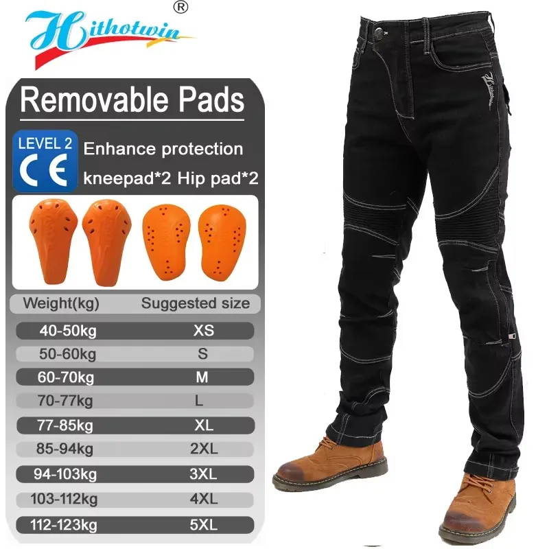 

Motorcycle Pants with Adjustable Armor Adventure Touring jeans for Men Women All Weather Protective Riding Gear Trousers