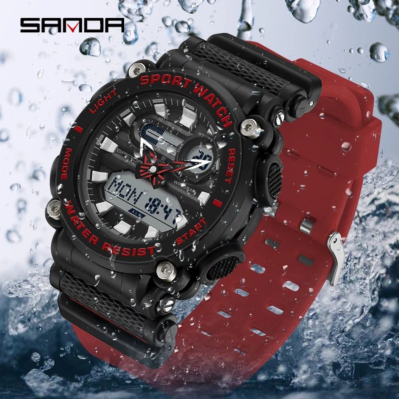 SANDA Digital Watch Men Military Sport Chronograph Date Quartz Wristwatch Original 50m Waterproof Male Electronic Clock 3139