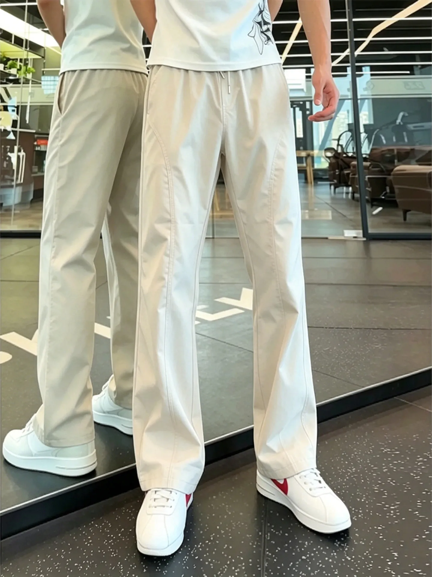Quick Dry Sports Pants Men's Summer Thin Soft  Diagonal Cut Climbing Pants Slimming Leg Lengthening Micro Flared Pants