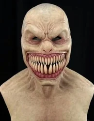 Máscara de payaso de látex para Halloween, sombrero de Terror, cubierta de la cara del diablo, Terror espeluznante, máscara de demonio de Gagtooth, accesorios de disfraz de Cosplay