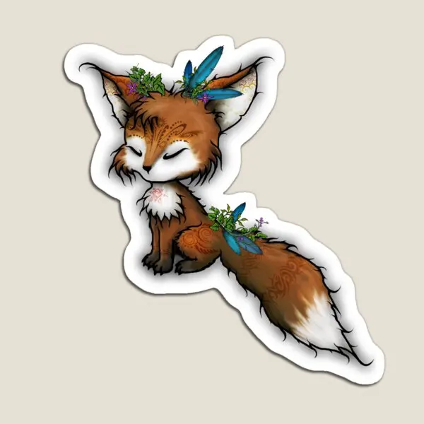 Spirit Fox Totem Animal  Magnet Decor Children Baby  Colorful Magnetic Refrigerator Cute for Fridge Organizer Stickers Kids Home