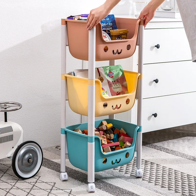 Toy Storage Trolley Bookshelf Snack Rack Children Toy Storage Organizer Large Capacity Bathroom Accessories Kitchen Organizer