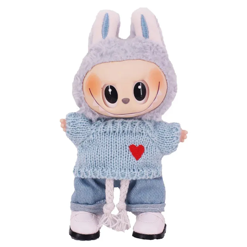 Labubu Doll Clothes Accessory Sweater+Denim Shorts Pant  Set Dress Up Replacement