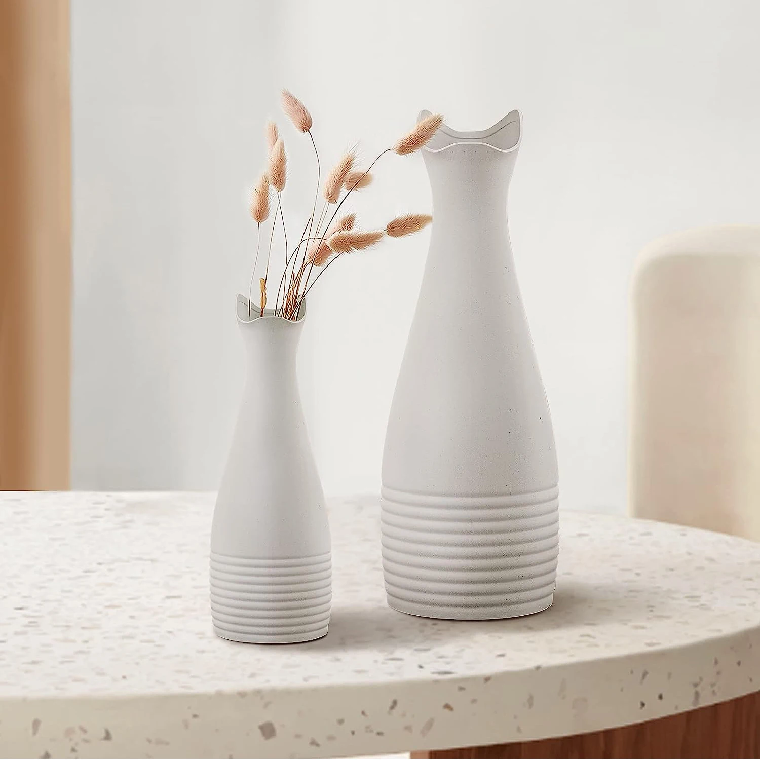 2 Pack Cat Ear Ceramic Vase for Room Decor Decorative Vases for Office and Living Room Decor Dried Flowers Modern Classic Vase