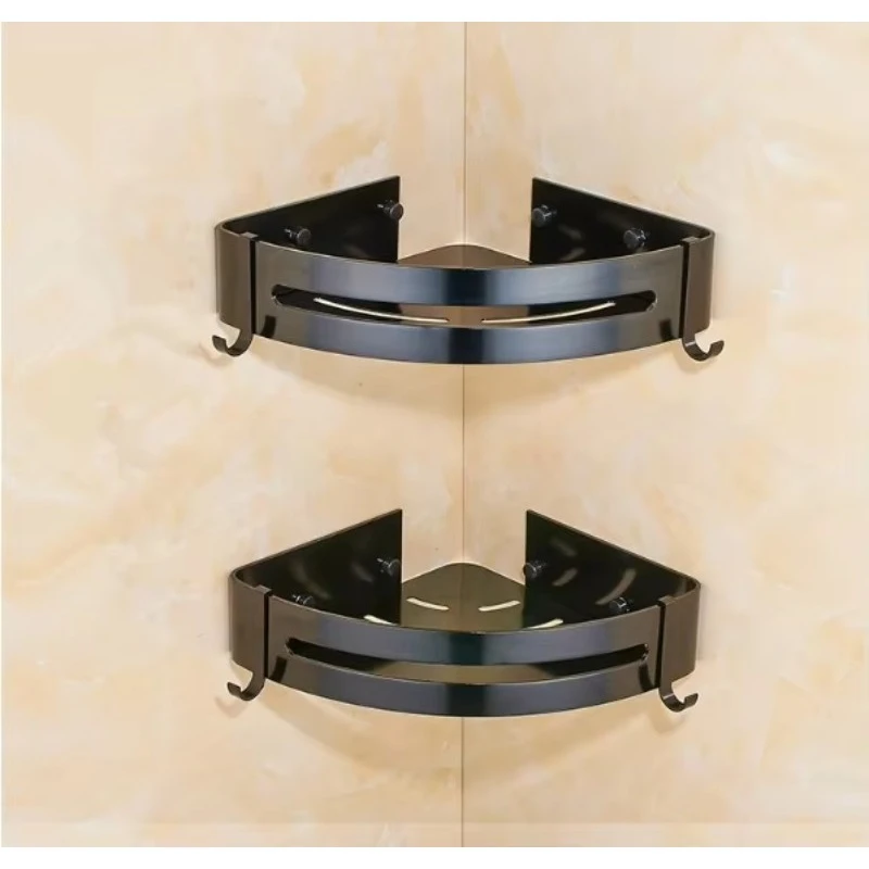 

Black space aluminum bathroom basket sanitary ware hanging storage