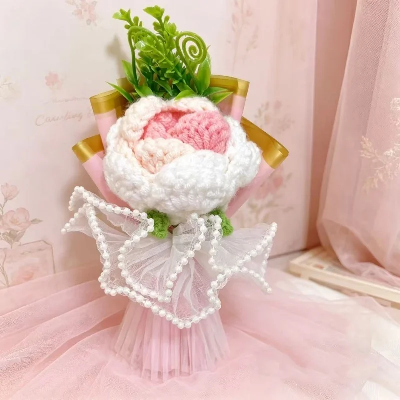 15cm Mini Handgemachter Häkelblumenstrauß Künstliche Blumen Valentinstag Muttertag Romantisches Geschenk Tischdekoration – Detail 11