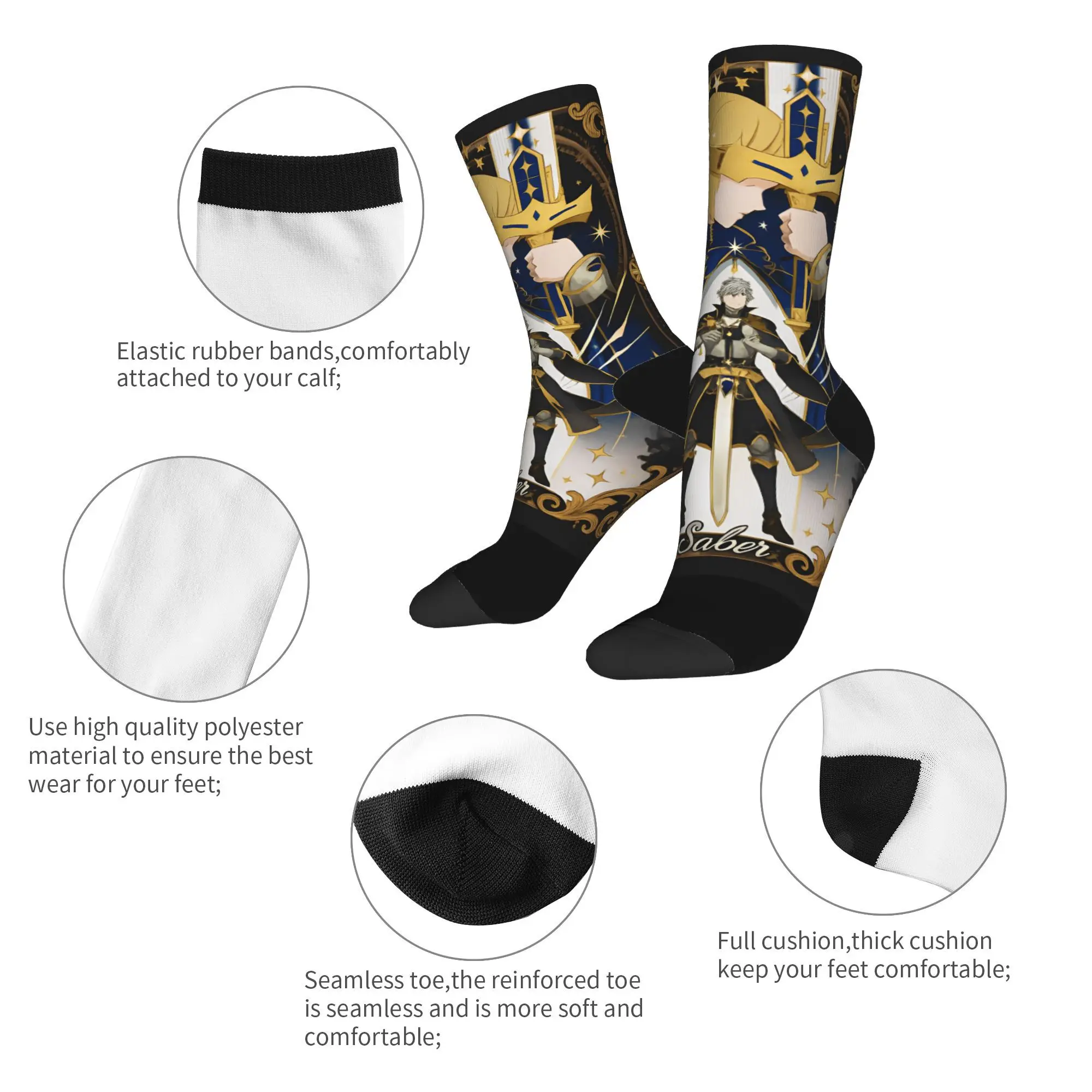 게임 스타 레일 양말 그래픽 스타킹 미끄럼 방지 성인 남성 양말 부드러운 가을 복고풍 사이클링 양말