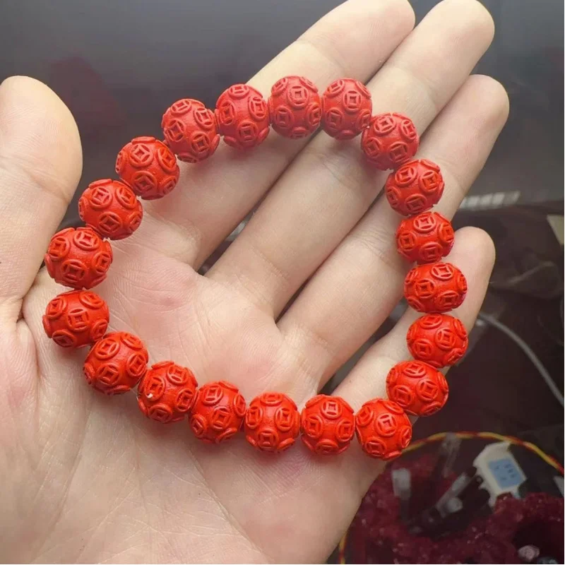 Selected Emperor Sandy Gold Coin round Beads Lucky Money Blocking Avoiding Er Men and Women Couple Bracelet Red Ornamen