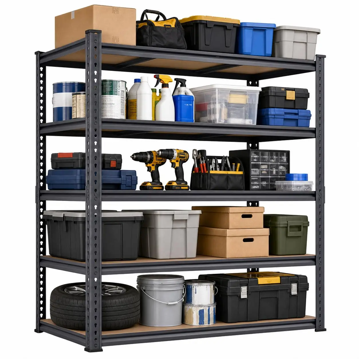 46 Inch Garage Shelving 2850 LBS, Heavy Duty 5-Tier Storage Rack