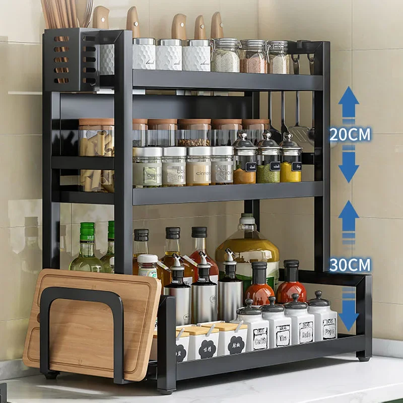 Knife Stand Door Organizer Spices Spice Racks Rack Jars Cutting Seasoning Drain Kitchen 2/3layers Condiments Storage Rack Board