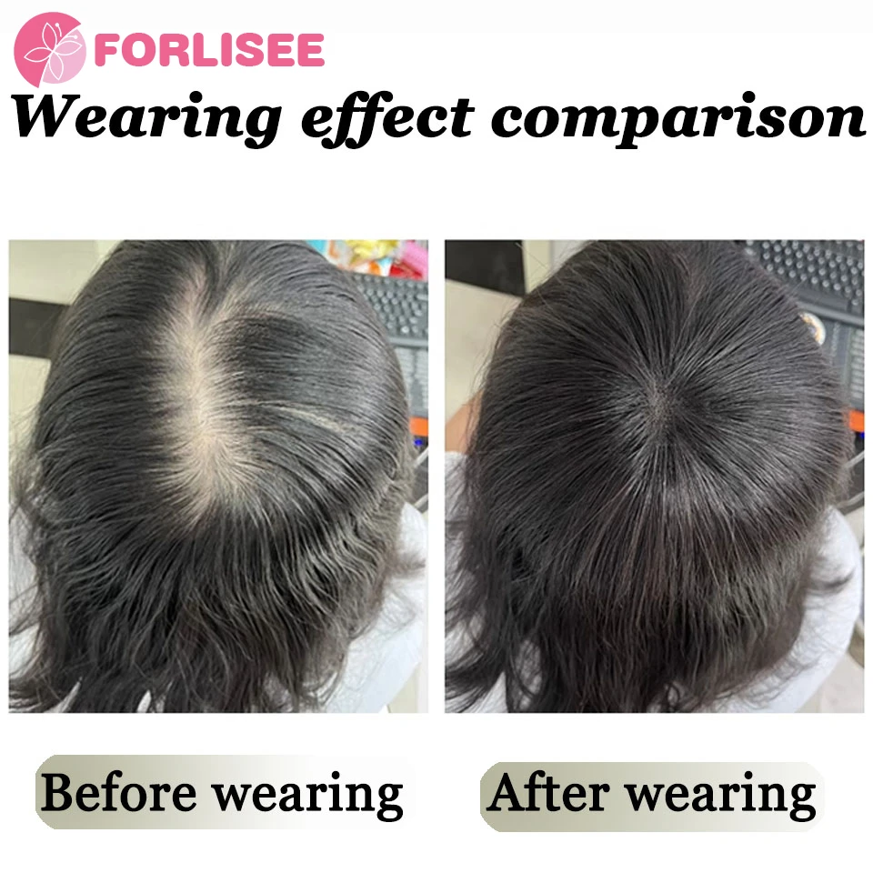 Synthetic Swiss Innernet Top Hairpiece Increase Hair Volume Cover White Hair Thin Breathable Bangs Fluffy Wig Female Hairpiece