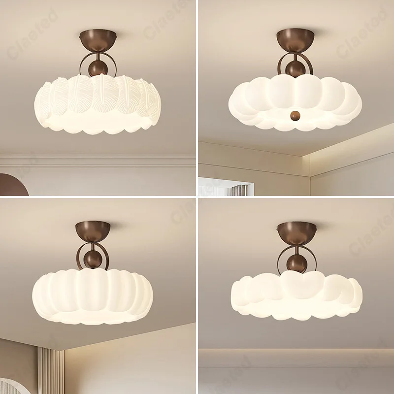 

Простой светодиодный кремовый потолочный светильник в европейском стиле для гостиной, столовой, спальни, декоративное атмосферное освещение