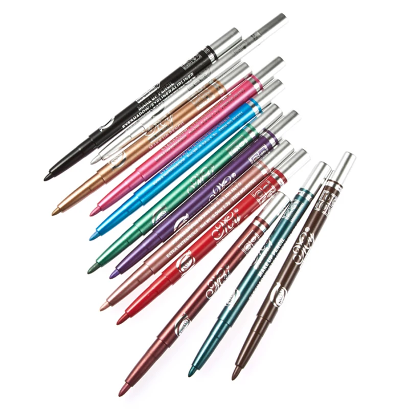 12pcs/set Colour Shine Eyeliner 12 Colours Waterproof Long Lasting Eyeliner Liquid Eyeshadow Pencil Makeup Set Makeup Supplies