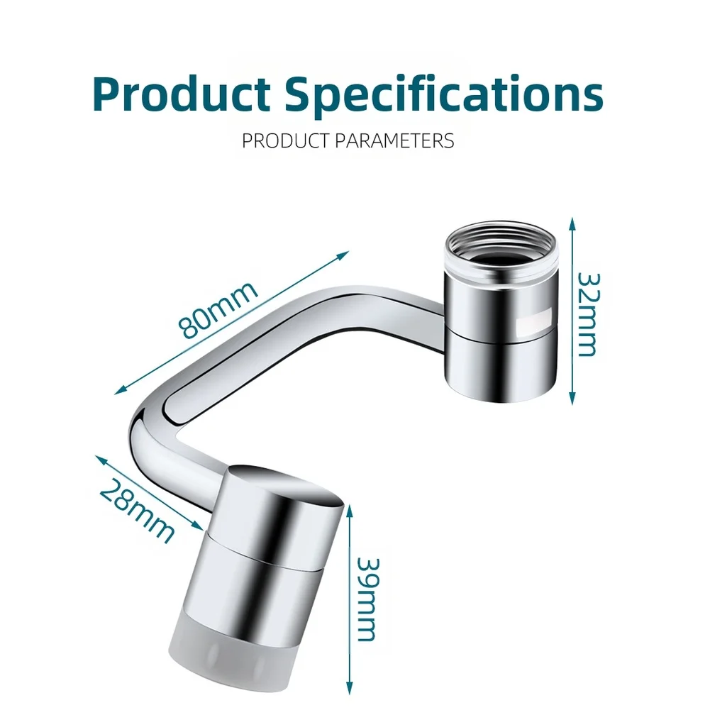 Dual Spray Faucet Extender with Swivel Arm and Oxygen Enriched Bubbles for Splash Rinsing and Standard Faucet Fit