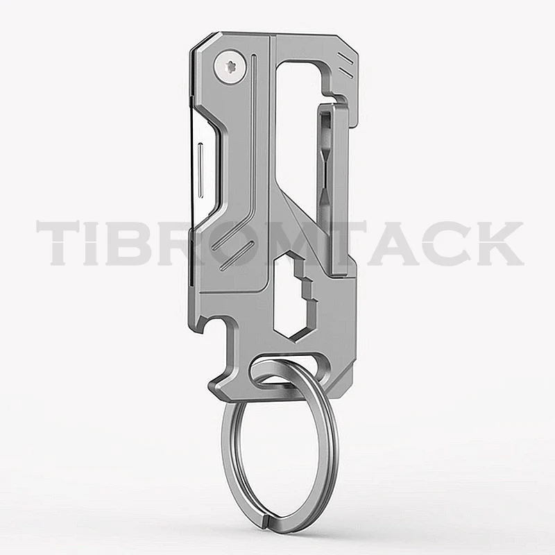 Titanium Alloy Keychain for Men, Car Ring, Multifunctional Folding, One Up, M390 Pocket Knife, Open Beer, Premium EDC