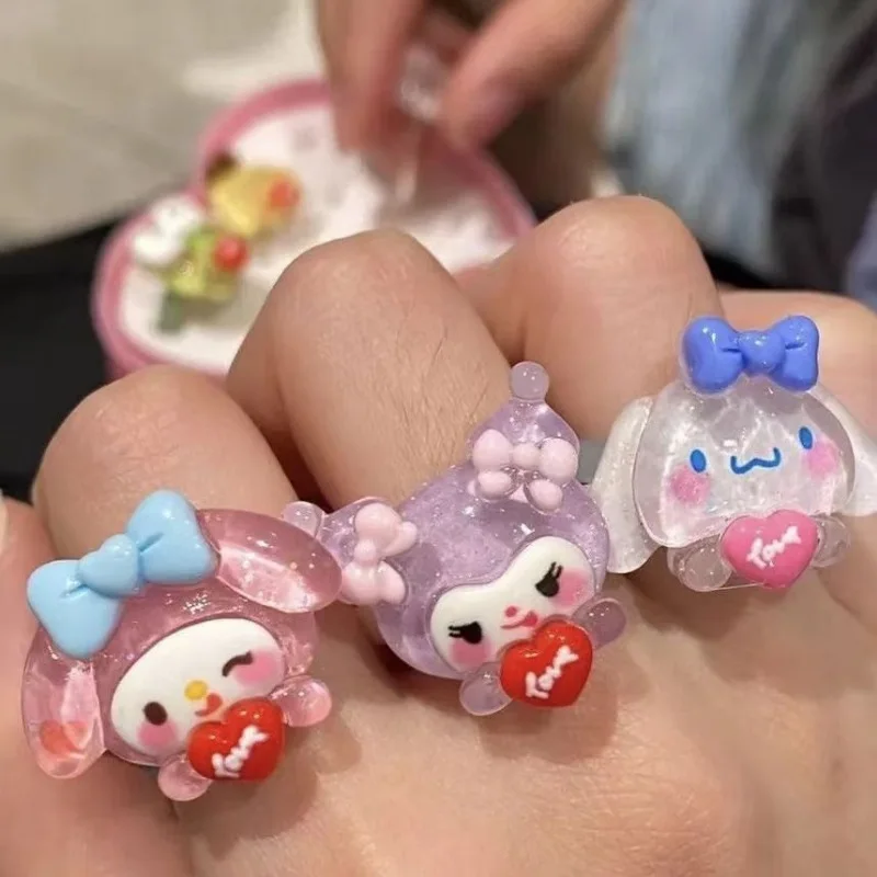 Cute Sanrio ring Kouromi Anime peripheral cartoon opening adjustable ring decorative gift for children