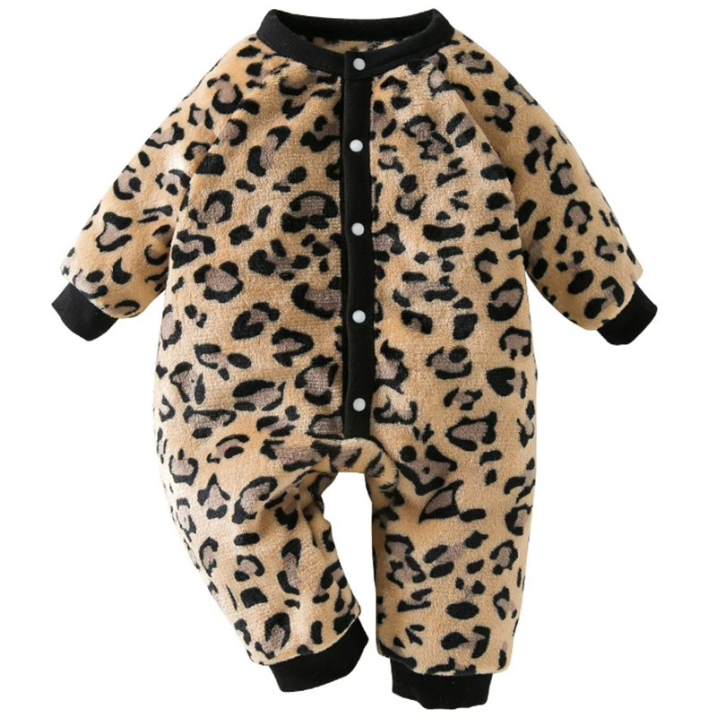 

Autumn Winter Baby Girl Clothes 0 To 3 Months Korean Cute Print Fleece Warm Thick Toddler Romper Jumpsuits Newborn Outfit BC1523