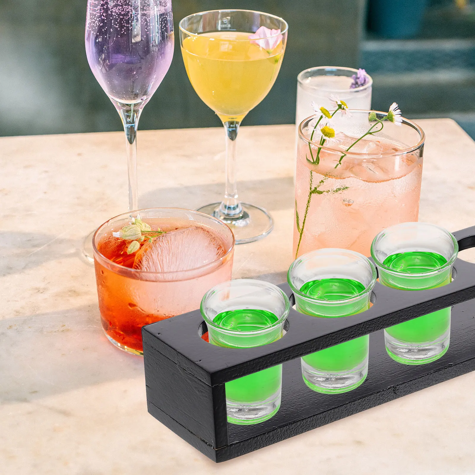 

White Wine Glass Holder Cup Glasses Display Frame Room Wood Stand Holders Man for Party Drinks