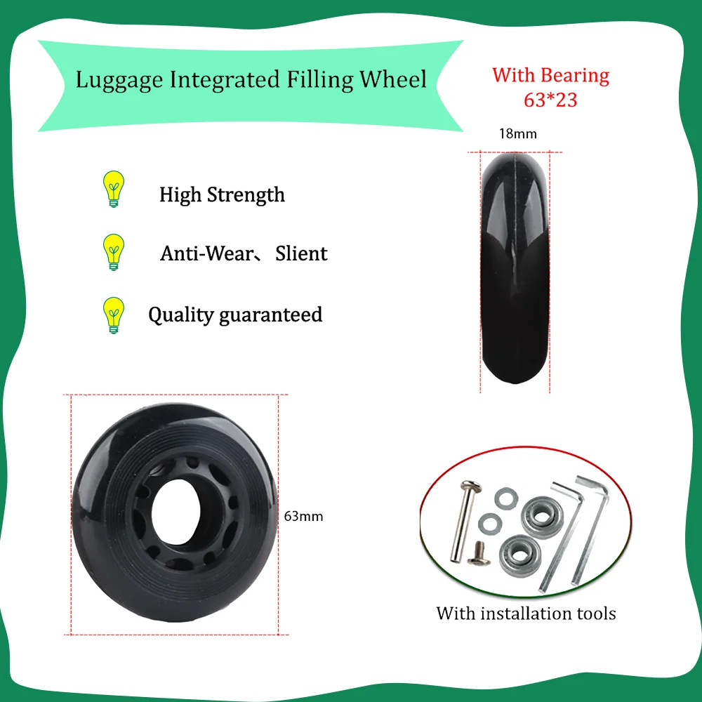 Universal Silenciosa Substituição De Bagagem De Roda Única, Aro Da Roda, Estojo Da Peça Da Roda, 1 Enchimento Elástico Alto, 63-23 Mala