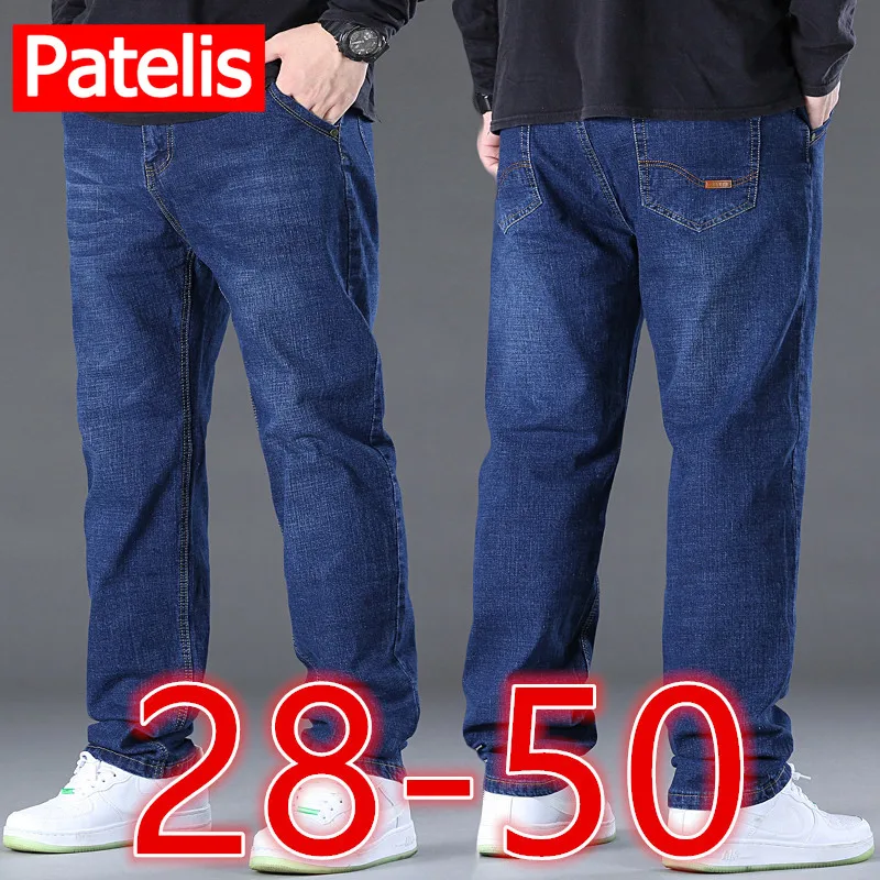 Blue Jeans Men Big Size 48 50 Denim Pants Large Size Pants for 45-150kg Jeans Hombre Wide Leg Jeans Pantalon Homme