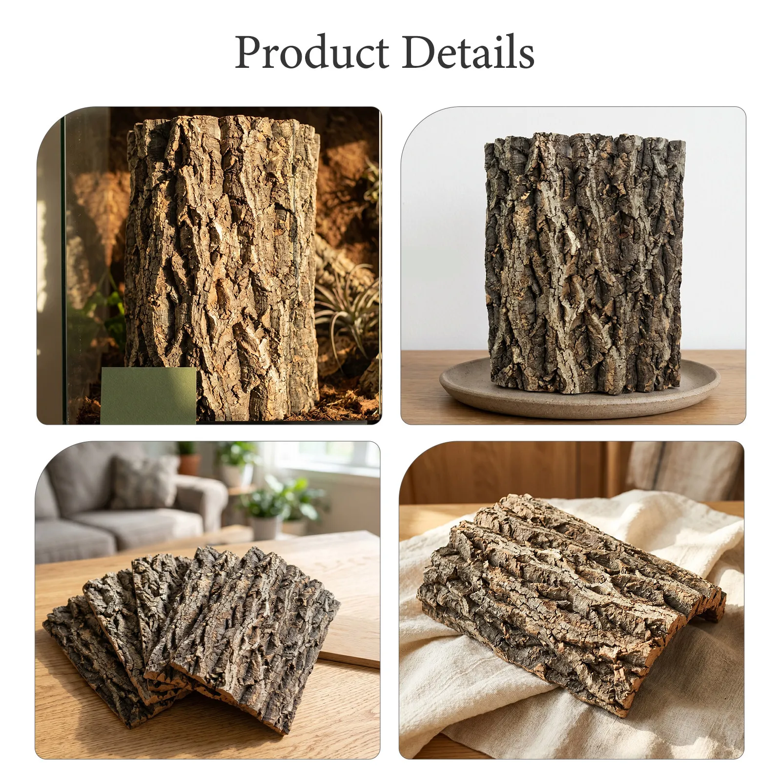 5 piezas de decoración de fondo de corcho para terrario de reptiles, tapete de escalada, fondo de habitación, decoración de pared para dragón barbudo