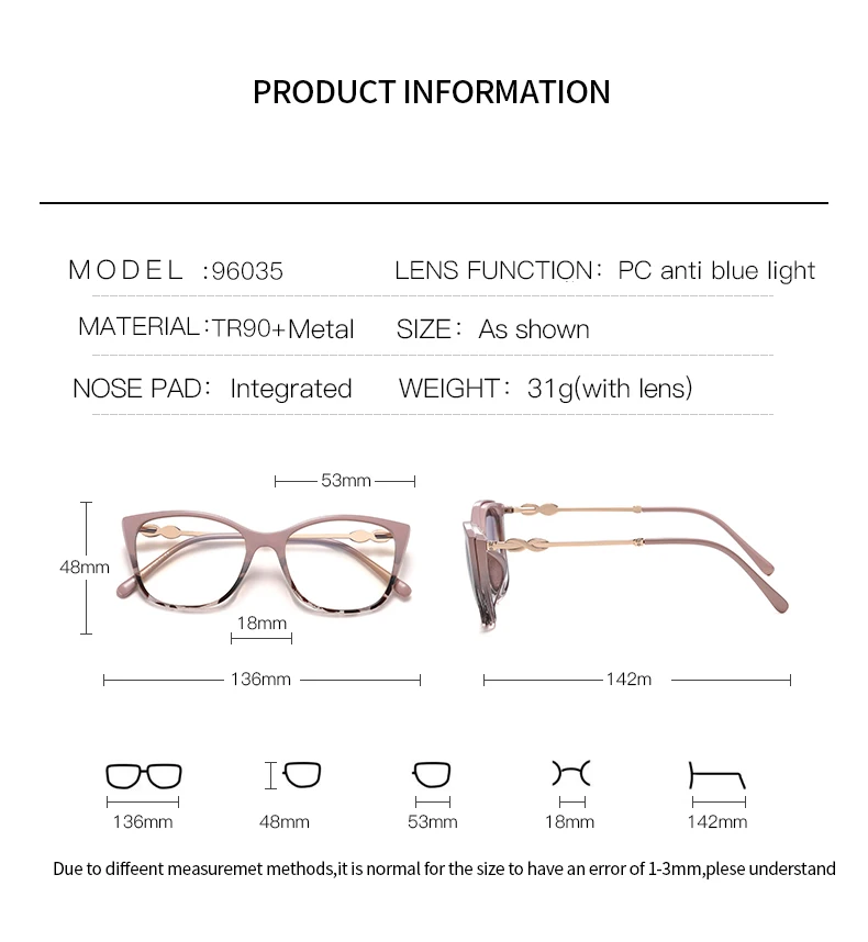 Magnetische polarisierte Sonnenbrille für Damen, modisch, Cat-Eye, 2-in-1-Clip auf Damen, Anti-Blaulicht-Brillengestelle, TR90-Metallbrille – Detail 13