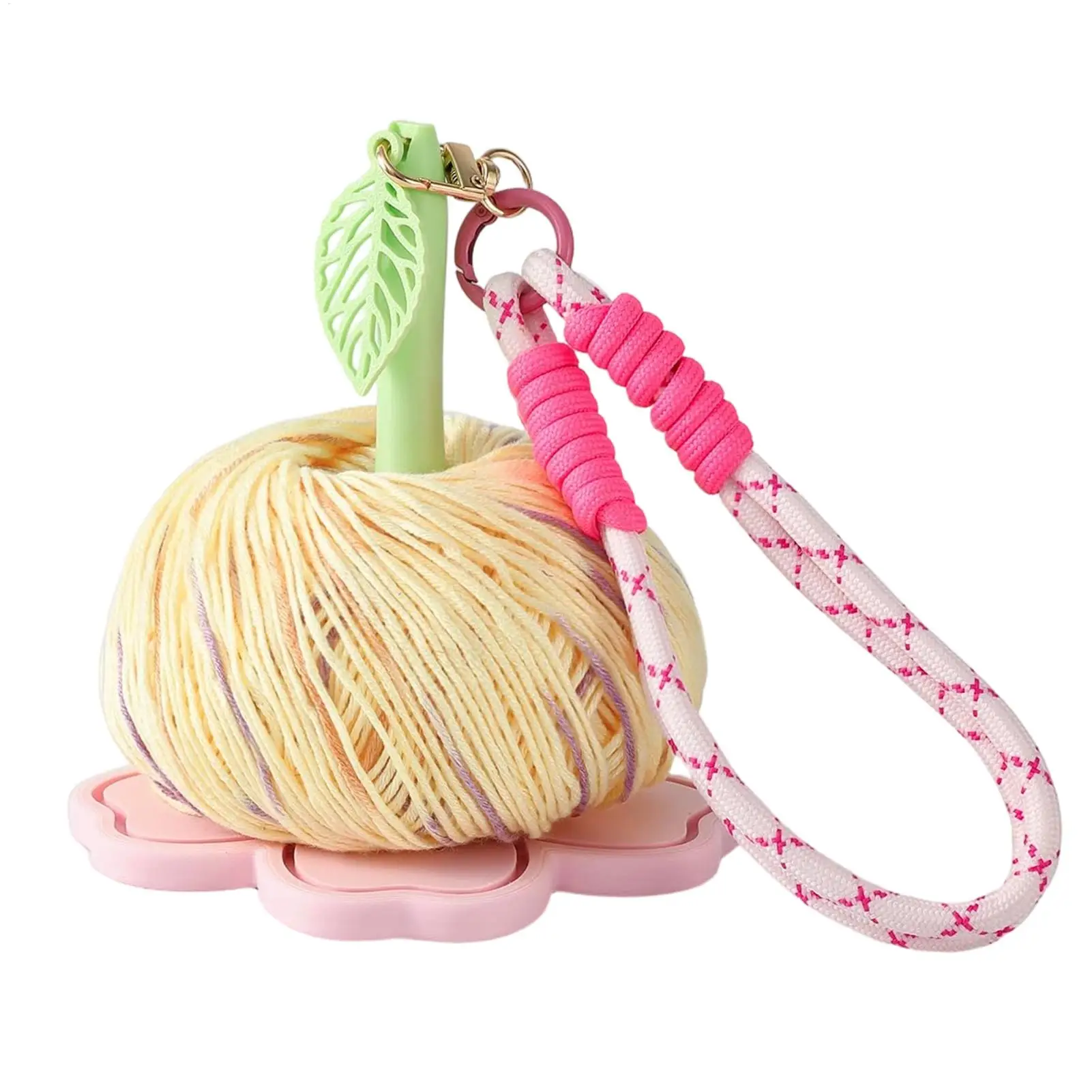 Portable Crochet Hook Organizer Wrist Yarn Holder pretty flower Pattern With Wristband Yarn Spinner For Women Adults Beginners