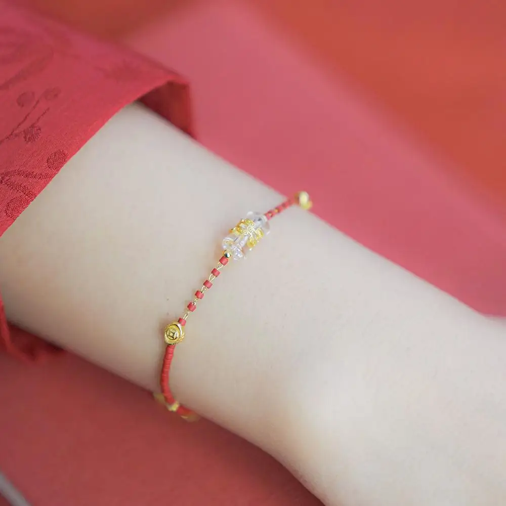 Year of The Snake Bracelet Benmingnian Chinese Zodiac Snake Women's Silver Jewelry Light Luxury Gift Summoning Fortune Hand Rope