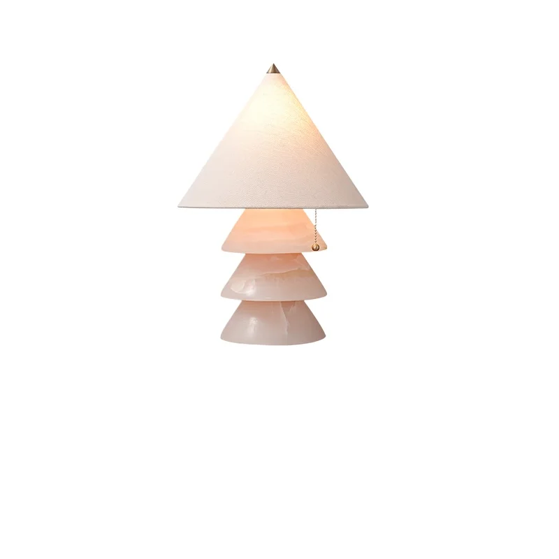 

Italian light luxury natural powder jade desk lamp medieval wabi-sabi wind living room study bedroom bedside ambient light