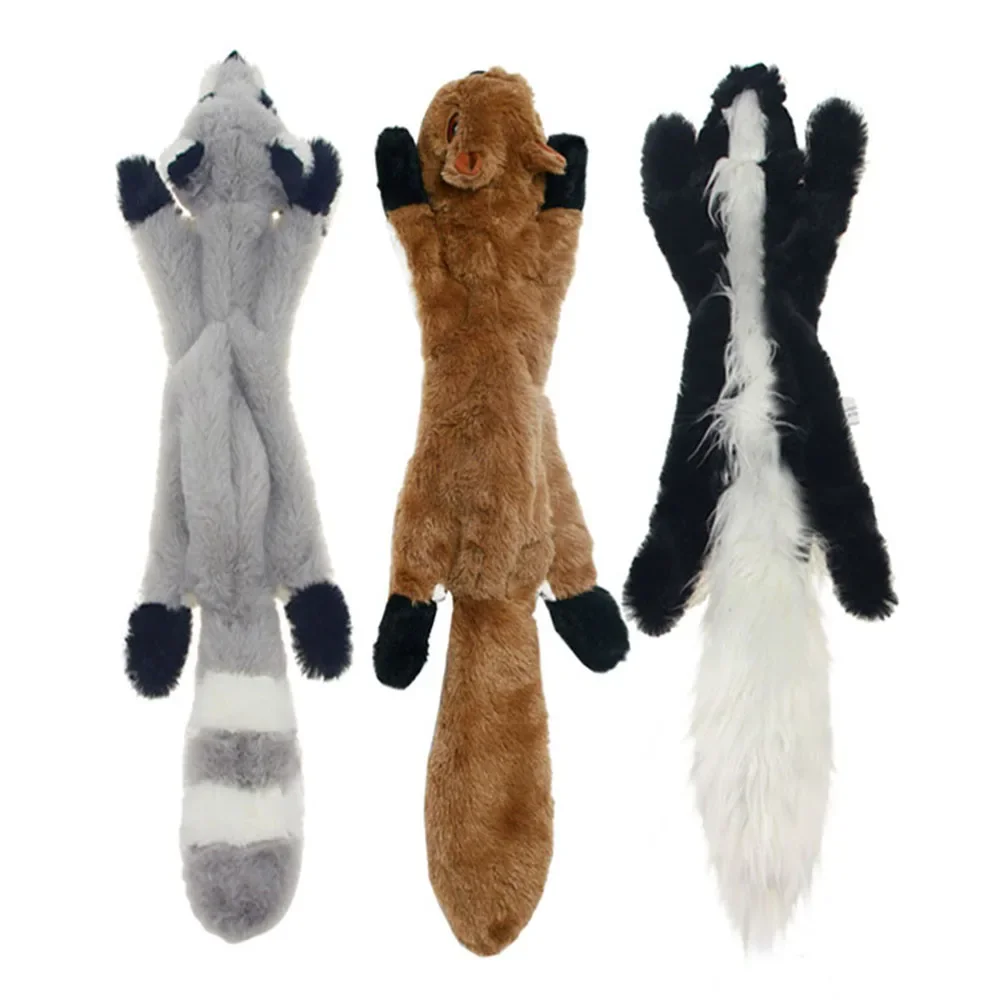 Brinquedos de pelúcia que não fazem barulho para cachorro, cachorro, guaxinim, esquilo, pequeno, médio
