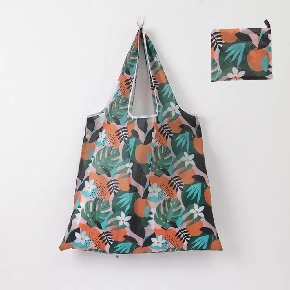 Foldable Shopping Bag Large Capacity Fashion Printing Eco-friendly Outdoor Traveling Portable Folding Beach Handbag Grocery Bag