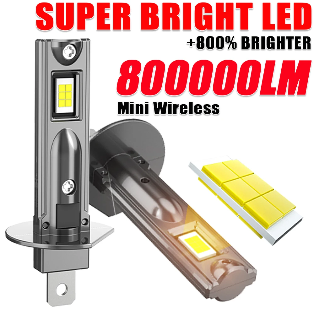 

H1 LED Bulb Car Headlight CANBUS 800000LM Super Bright Auto Lights 9084 CSP Wirelesss Fog Lamp 6000K White LED Headlamp 12V 24V