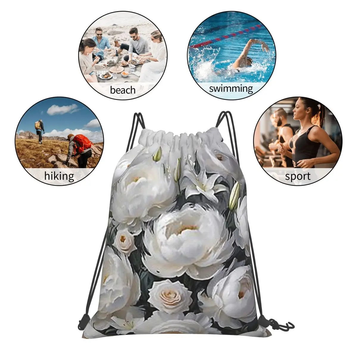 Flower Party Backpacks Fashion Portable Drawstring Bags Sports Bag Book Bags For Man Woman School