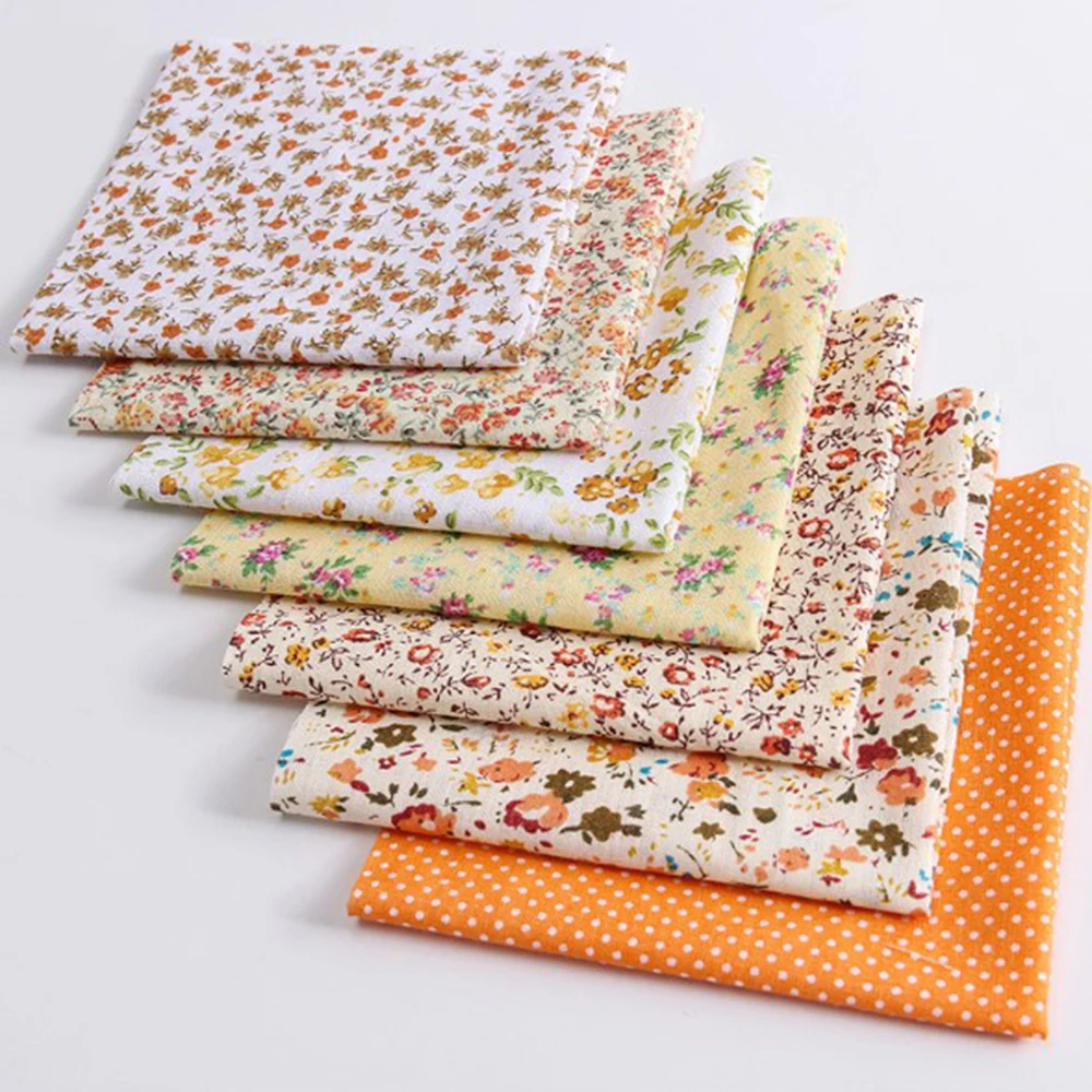 7 Stück Baumwollstoff mit verschiedenen gemischten Mustern, handgefertigt, DIY-Zubehör, Nähzubehör für Quiltkissen, 25 cm x 25 cm