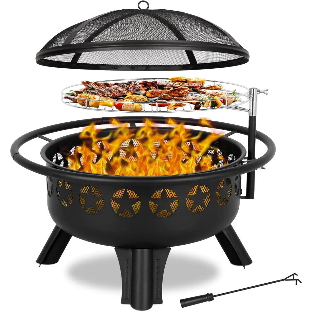 Hykolity 2 in 1 Fire Pit with Grill, Large 31